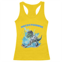 Hockeysaurus Racerback Tank Top Funny Dinosaur Playing Ice Hockey Gift - Wonder Print Shop