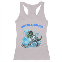 Hockeysaurus Racerback Tank Top Funny Dinosaur Playing Ice Hockey Gift - Wonder Print Shop