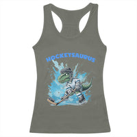 Hockeysaurus Racerback Tank Top Funny Dinosaur Playing Ice Hockey Gift - Wonder Print Shop