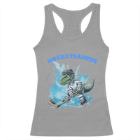 Hockeysaurus Racerback Tank Top Funny Dinosaur Playing Ice Hockey Gift - Wonder Print Shop