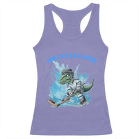 Hockeysaurus Racerback Tank Top Funny Dinosaur Playing Ice Hockey Gift - Wonder Print Shop