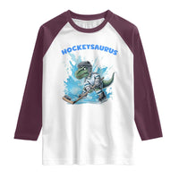 Hockeysaurus Raglan Shirt Funny Dinosaur Playing Ice Hockey Gift - Wonder Print Shop