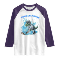 Hockeysaurus Raglan Shirt Funny Dinosaur Playing Ice Hockey Gift - Wonder Print Shop