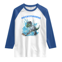 Hockeysaurus Raglan Shirt Funny Dinosaur Playing Ice Hockey Gift - Wonder Print Shop