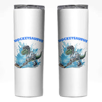 Hockeysaurus Skinny Tumbler Funny Dinosaur Playing Ice Hockey Gift - Wonder Print Shop