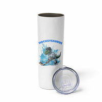 Hockeysaurus Skinny Tumbler Funny Dinosaur Playing Ice Hockey Gift - Wonder Print Shop