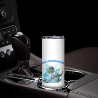 Hockeysaurus Skinny Tumbler Funny Dinosaur Playing Ice Hockey Gift - Wonder Print Shop