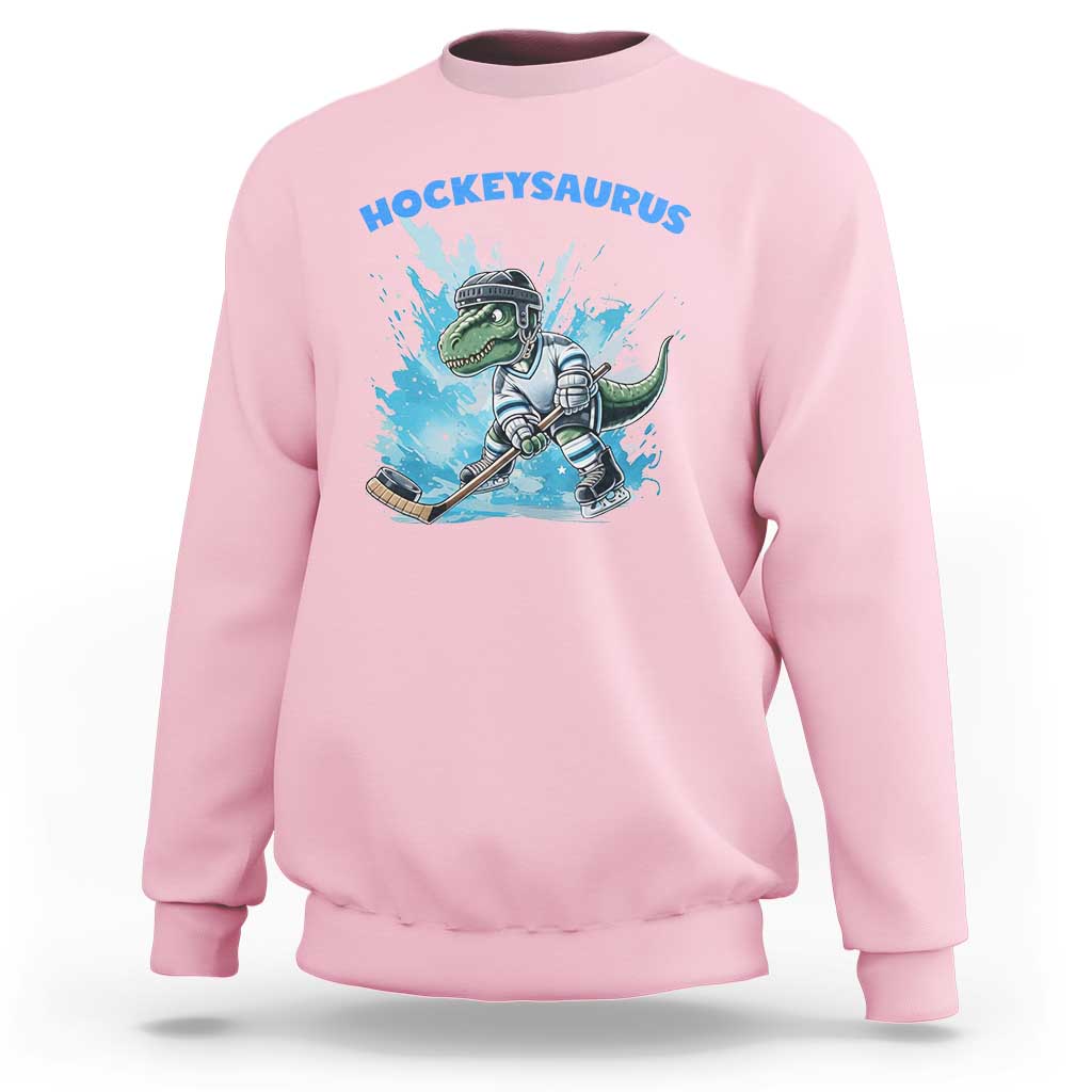 Hockeysaurus Sweatshirt Funny Dinosaur Playing Ice Hockey Gift - Wonder Print Shop