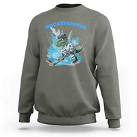 Hockeysaurus Sweatshirt Funny Dinosaur Playing Ice Hockey Gift - Wonder Print Shop