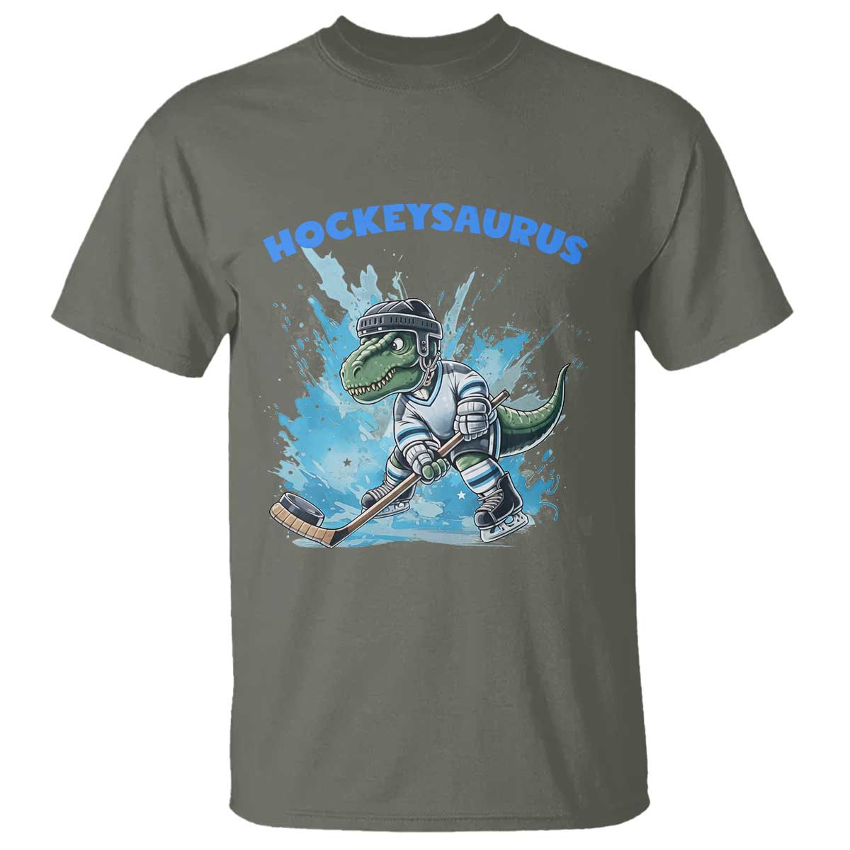 Hockeysaurus T Shirt Funny Dinosaur Playing Ice Hockey Gift - Wonder Print Shop