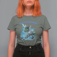 Hockeysaurus T Shirt For Women Funny Dinosaur Playing Ice Hockey Gift - Wonder Print Shop