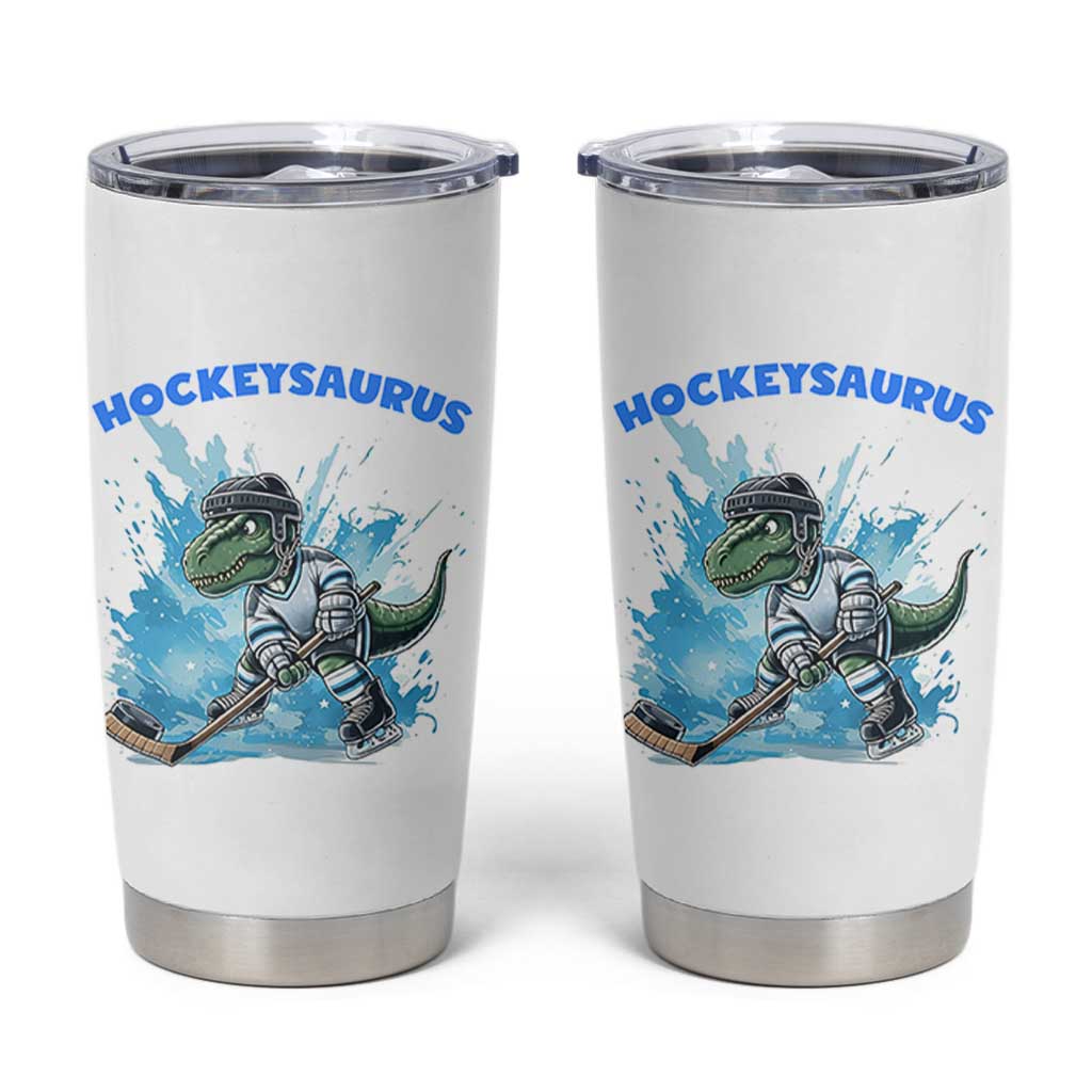 Hockeysaurus Tumbler Cup Funny Dinosaur Playing Ice Hockey Gift - Wonder Print Shop