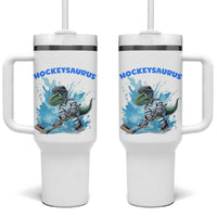 Hockeysaurus Tumbler With Handle Funny Dinosaur Playing Ice Hockey Gift - Wonder Print Shop