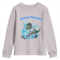 Hockeysaurus Youth Sweatshirt Funny Dinosaur Playing Ice Hockey Gift - Wonder Print Shop