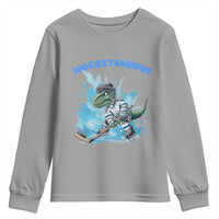 Hockeysaurus Youth Sweatshirt Funny Dinosaur Playing Ice Hockey Gift - Wonder Print Shop