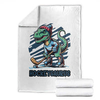 Funny Dinosaur Playing Ice Hockey Throw Blanket Hockeysaurus Gift For Kids - Wonder Print Shop