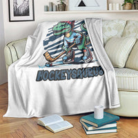 Funny Dinosaur Playing Ice Hockey Throw Blanket Hockeysaurus Gift For Kids - Wonder Print Shop