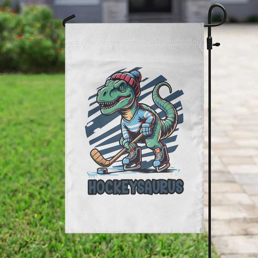 Funny Dinosaur Playing Ice Hockey Garden Flag Hockeysaurus Gift For Kids - Wonder Print Shop