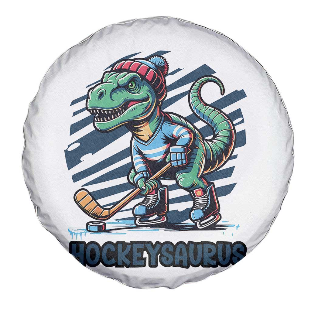 Funny Dinosaur Playing Ice Hockey Spare Tire Cover Hockeysaurus Gift For Kids - Wonder Print Shop