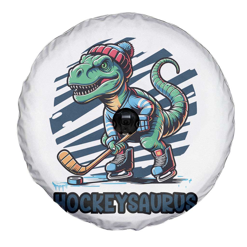 Funny Dinosaur Playing Ice Hockey Spare Tire Cover Hockeysaurus Gift For Kids - Wonder Print Shop