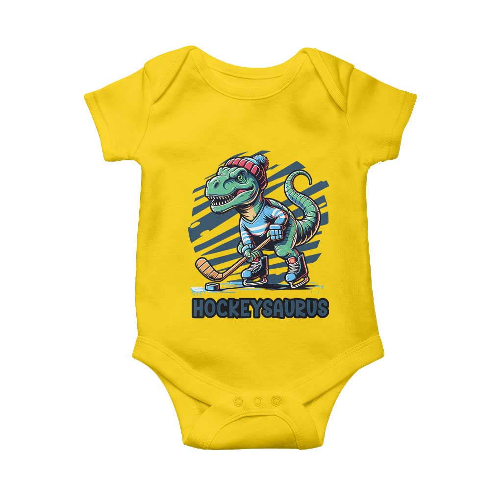 Funny Dinosaur Playing Ice Hockey Baby Onesie Hockeysaurus Gift For Kids - Wonder Print Shop