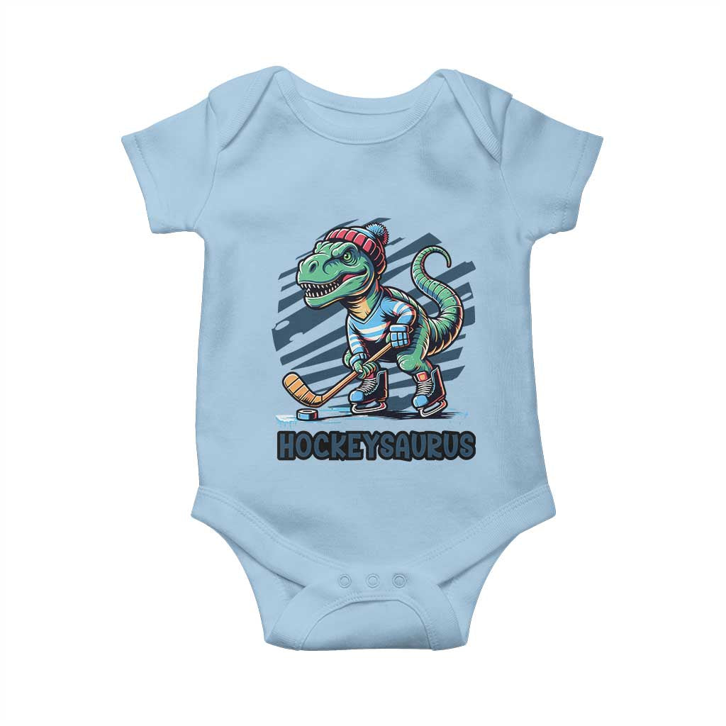 Funny Dinosaur Playing Ice Hockey Baby Onesie Hockeysaurus Gift For Kids - Wonder Print Shop