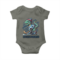 Funny Dinosaur Playing Ice Hockey Baby Onesie Hockeysaurus Gift For Kids - Wonder Print Shop