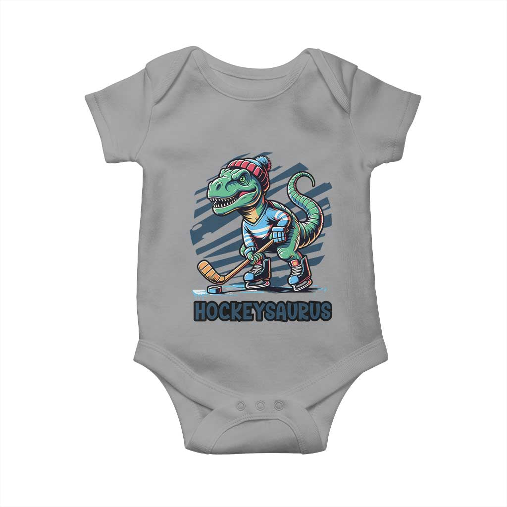 Funny Dinosaur Playing Ice Hockey Baby Onesie Hockeysaurus Gift For Kids - Wonder Print Shop