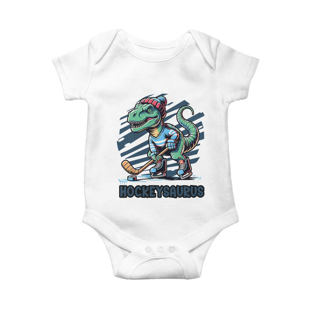 Funny Dinosaur Playing Ice Hockey Baby Onesie Hockeysaurus Gift For Kids - Wonder Print Shop