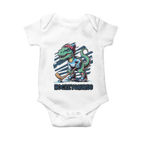 Funny Dinosaur Playing Ice Hockey Baby Onesie Hockeysaurus Gift For Kids - Wonder Print Shop