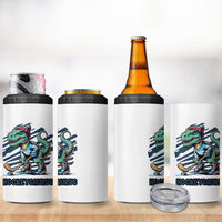 Funny Dinosaur Playing Ice Hockey 4 in 1 Can Cooler Tumbler Hockeysaurus Gift For Kids - Wonder Print Shop