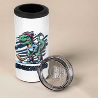 Funny Dinosaur Playing Ice Hockey 4 in 1 Can Cooler Tumbler Hockeysaurus Gift For Kids - Wonder Print Shop