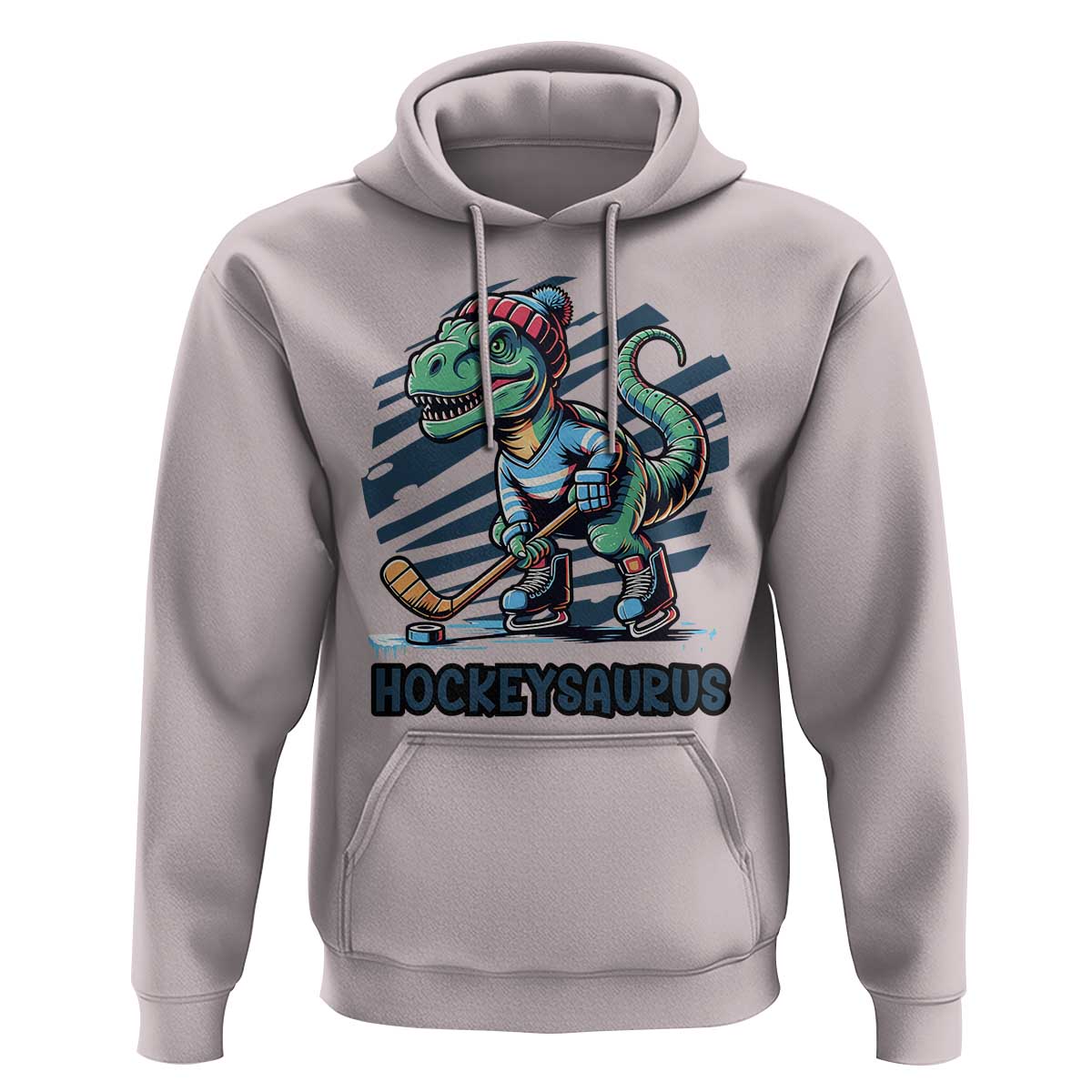 Funny Dinosaur Playing Ice Hockey Hoodie Hockeysaurus Gift For Kids - Wonder Print Shop