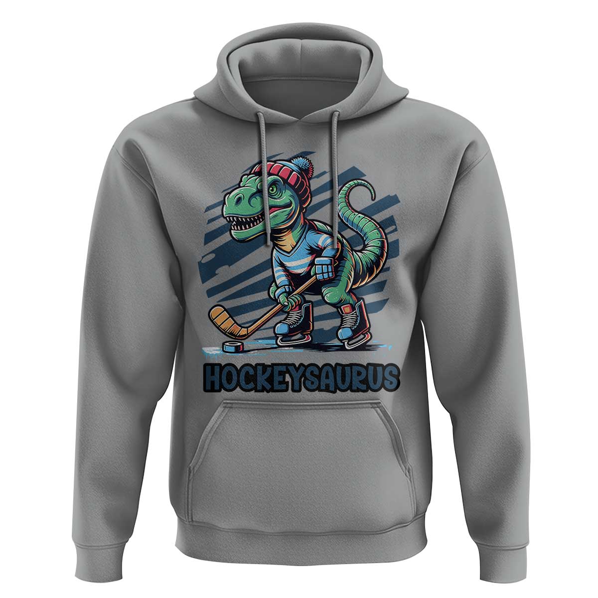 Funny Dinosaur Playing Ice Hockey Hoodie Hockeysaurus Gift For Kids - Wonder Print Shop