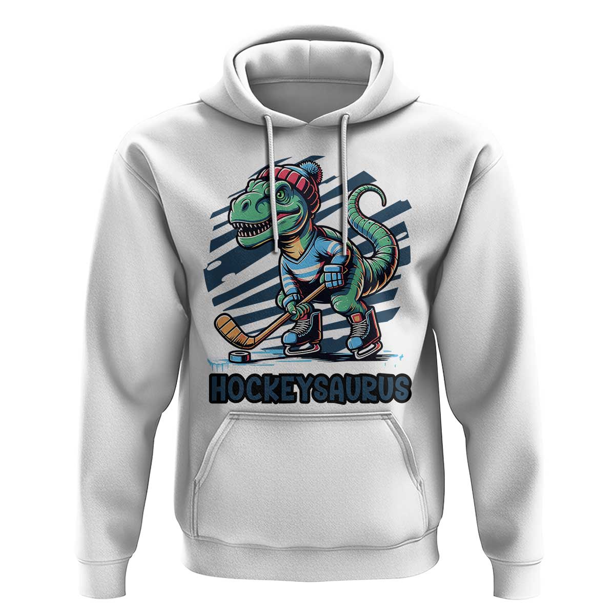 Funny Dinosaur Playing Ice Hockey Hoodie Hockeysaurus Gift For Kids - Wonder Print Shop