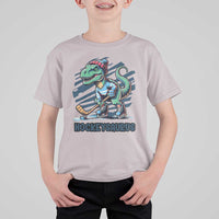 Funny Dinosaur Playing Ice Hockey T Shirt For Kid Hockeysaurus Gift For Kids - Wonder Print Shop