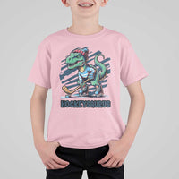 Funny Dinosaur Playing Ice Hockey T Shirt For Kid Hockeysaurus Gift For Kids - Wonder Print Shop