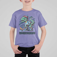 Funny Dinosaur Playing Ice Hockey T Shirt For Kid Hockeysaurus Gift For Kids - Wonder Print Shop
