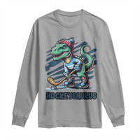 Funny Dinosaur Playing Ice Hockey Long Sleeve Shirt Hockeysaurus Gift For Kids - Wonder Print Shop