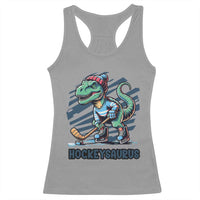 Funny Dinosaur Playing Ice Hockey Racerback Tank Top Hockeysaurus Gift For Kids - Wonder Print Shop