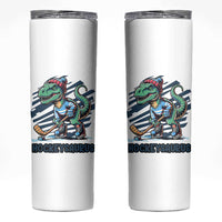 Funny Dinosaur Playing Ice Hockey Skinny Tumbler Hockeysaurus Gift For Kids - Wonder Print Shop