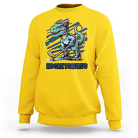 Funny Dinosaur Playing Ice Hockey Sweatshirt Hockeysaurus Gift For Kids - Wonder Print Shop