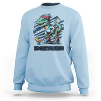 Funny Dinosaur Playing Ice Hockey Sweatshirt Hockeysaurus Gift For Kids - Wonder Print Shop