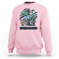 Funny Dinosaur Playing Ice Hockey Sweatshirt Hockeysaurus Gift For Kids - Wonder Print Shop