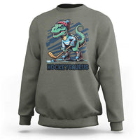 Funny Dinosaur Playing Ice Hockey Sweatshirt Hockeysaurus Gift For Kids - Wonder Print Shop