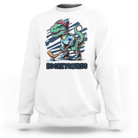 Funny Dinosaur Playing Ice Hockey Sweatshirt Hockeysaurus Gift For Kids - Wonder Print Shop