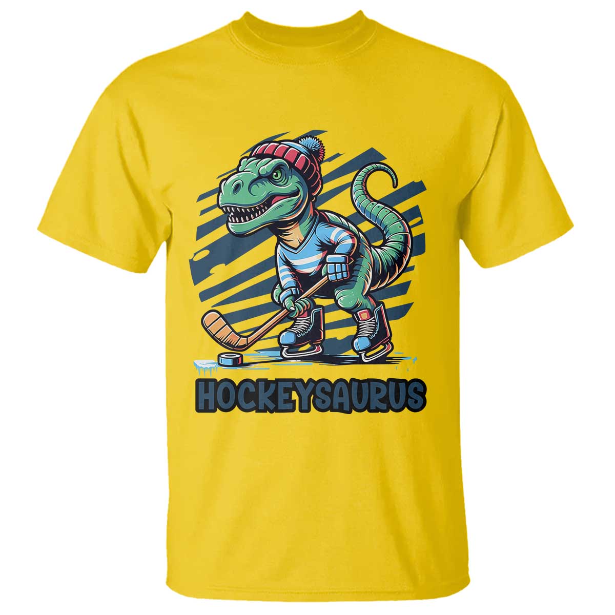 Funny Dinosaur Playing Ice Hockey T Shirt Hockeysaurus Gift For Kids - Wonder Print Shop
