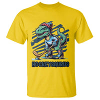 Funny Dinosaur Playing Ice Hockey T Shirt Hockeysaurus Gift For Kids - Wonder Print Shop