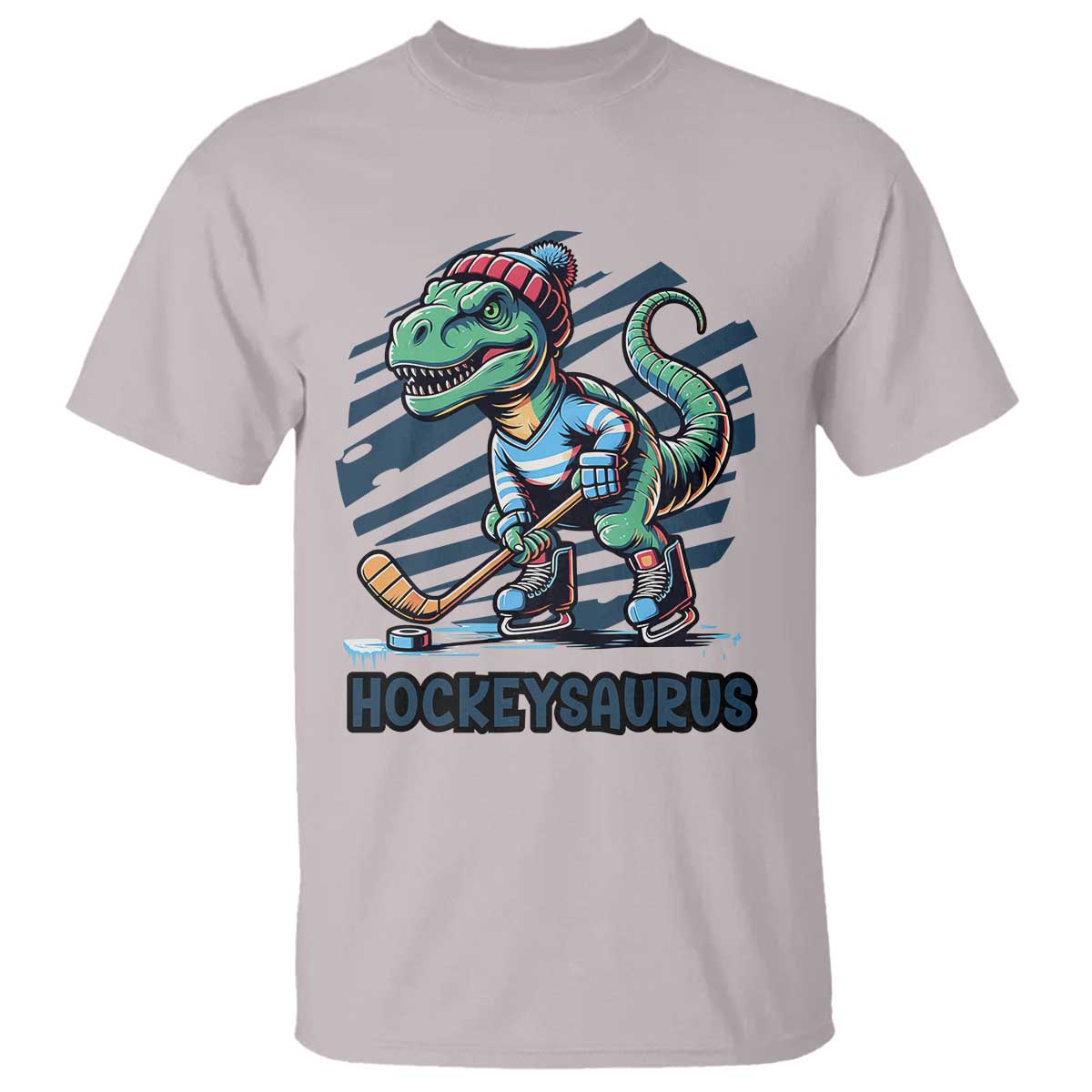Funny Dinosaur Playing Ice Hockey T Shirt Hockeysaurus Gift For Kids - Wonder Print Shop
