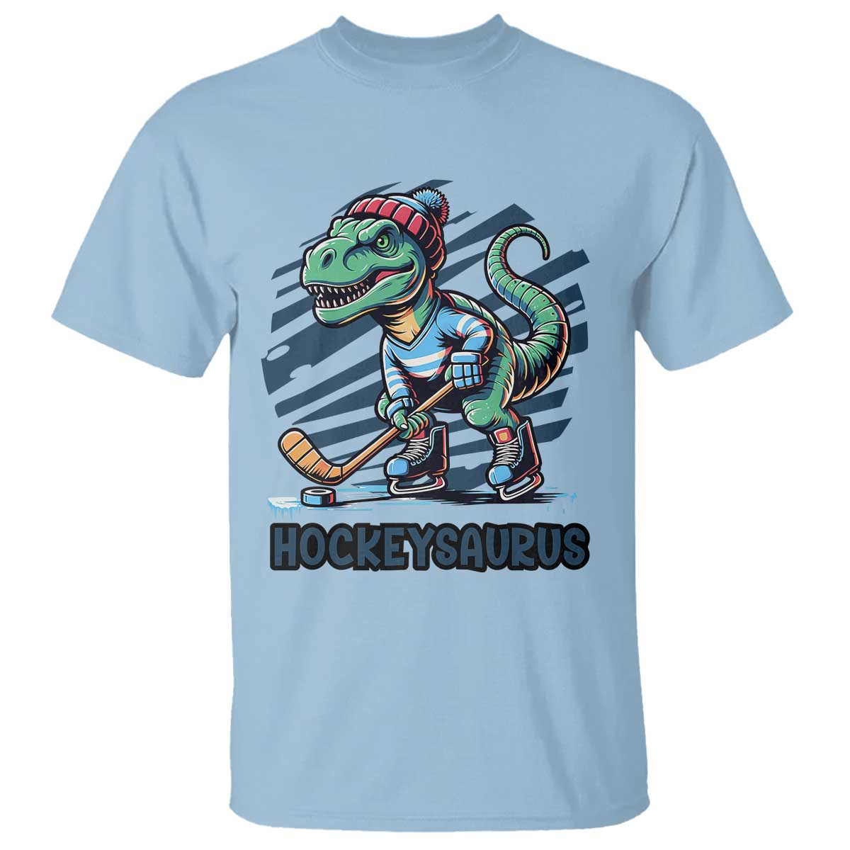 Funny Dinosaur Playing Ice Hockey T Shirt Hockeysaurus Gift For Kids - Wonder Print Shop